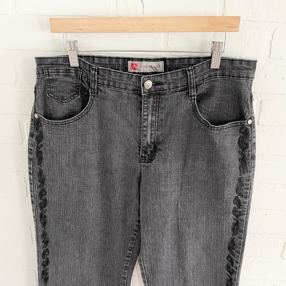 Vintage Y2K COS Jeans Black Embroidered Sparkly Fairy Whimsigoth Denim Cotton 34 - Picture 2 of 15